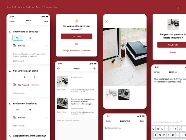 Inspection questionnaire mobile app screens by FiveBox