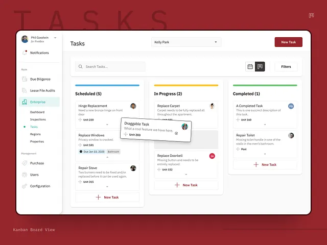 Kanban workflow board by FiveBox